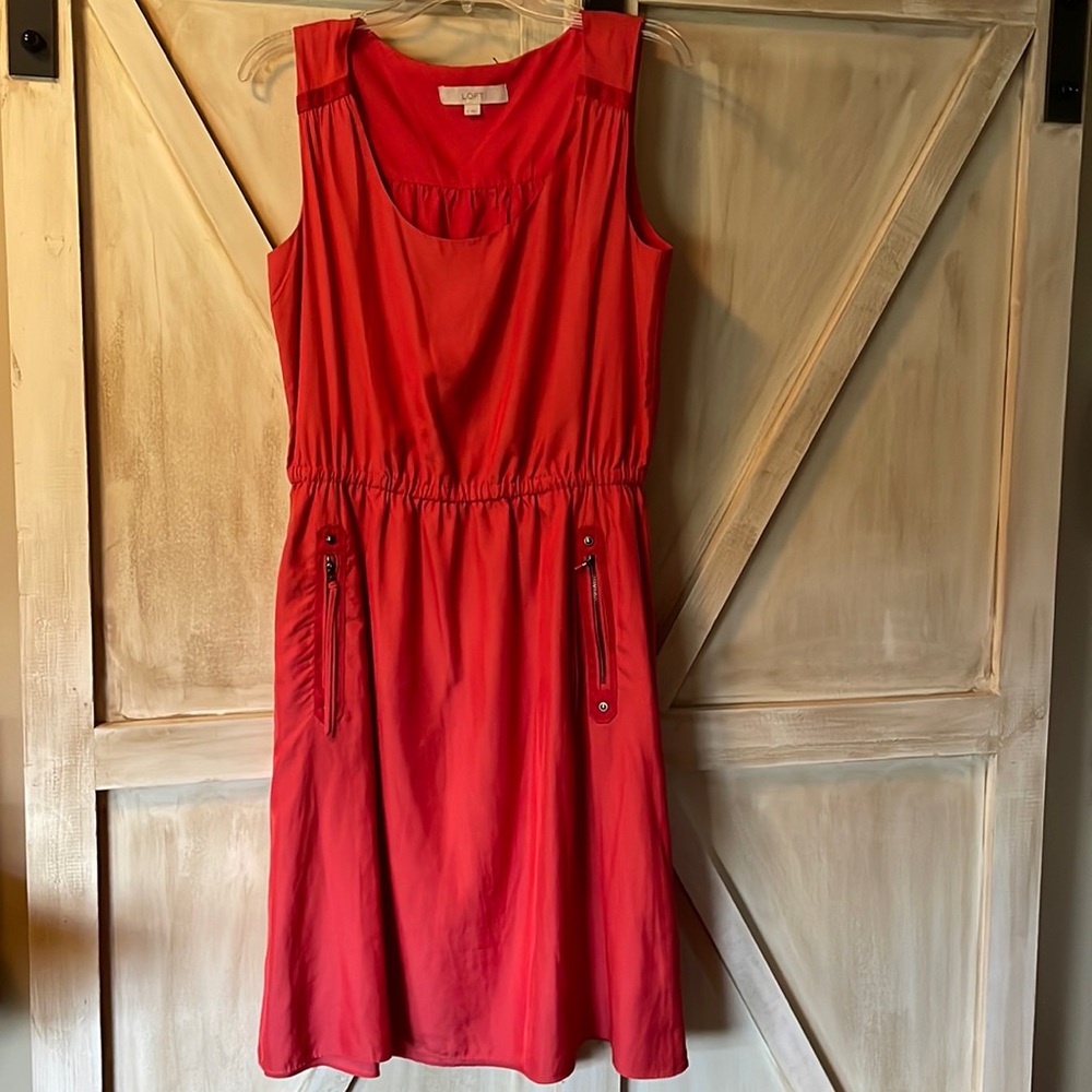 LOFT Red Orange Lightweight Casual Dress 8